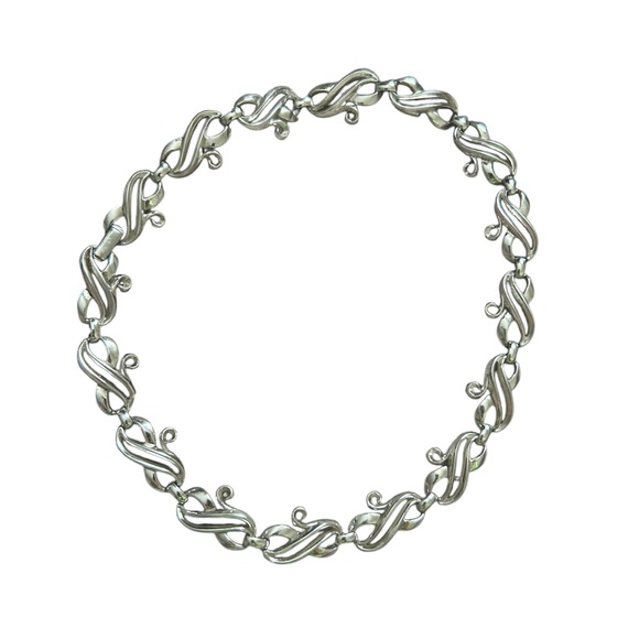 Vintage Tritari silver tone necklace Choker Pat pending mark Infinity links - Picture 4 of 6